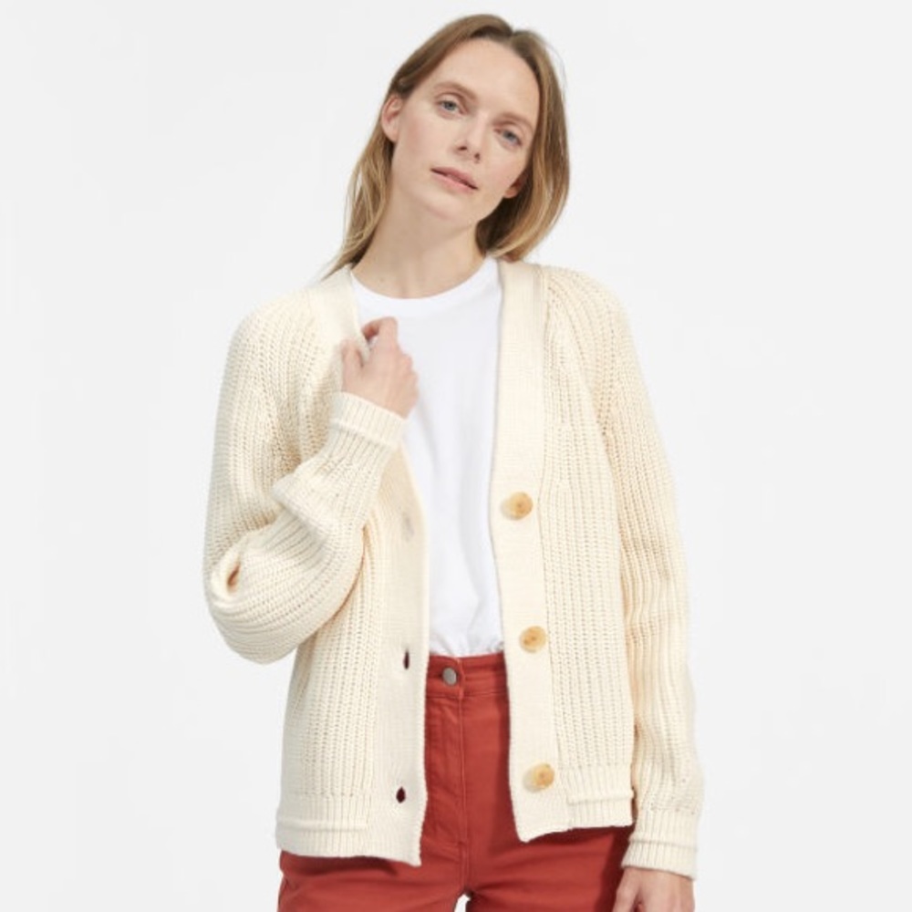 Everlane Cotton Texture Cardigan Ivory XS